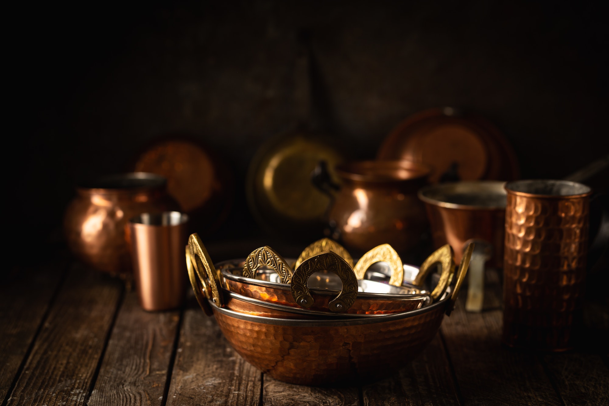 Vintage copper dishes