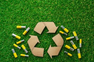 Recycling of used alkaline batteries ecological concept