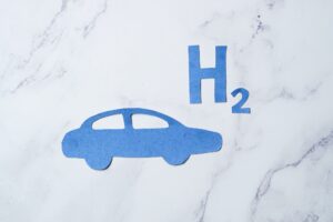 Concept of hydrogen production. H2 Fuel Modern Manufacturing. Industrial ecology zero emissions