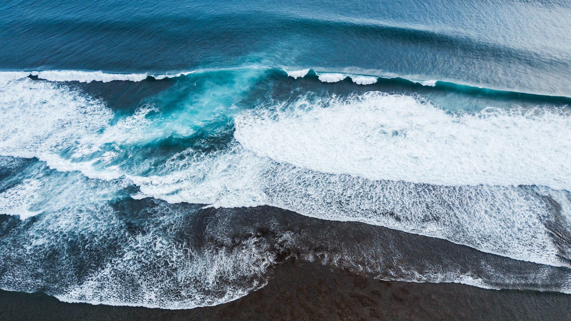 Aerial view of huge ocean waves
