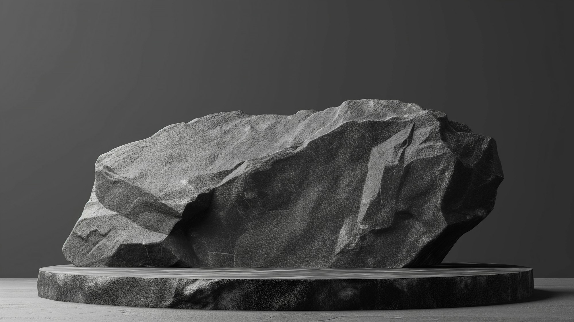 Minimal black dark circle podium rock geometric Stone and Rock shape background, mockup for podium